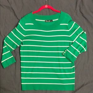 Kelly Green and White Striped Sweater
